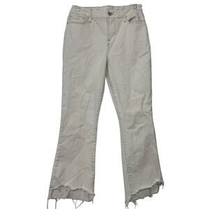 FRAME Le Crop Mini Boot Cream Denim Jeans Frayed Distressed Hem Womens 26